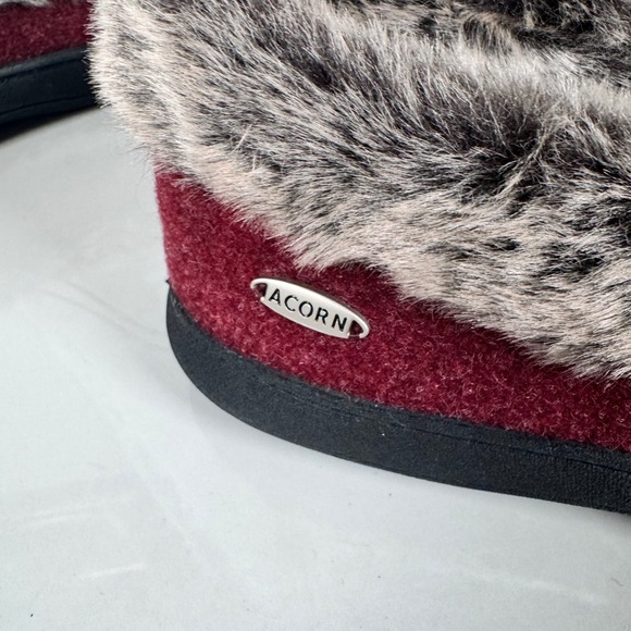 Acorn Chinchilla Bootie Crackleberry Wool Faux Fur Cushioned Memory Insole 8-9 - Picture 7 of 11